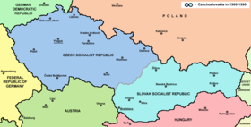 Carte des limites administratives entre ces deux états fédérés au sein de la Tchécoslovaquie.