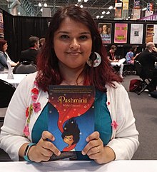 Nidhi Chanani with her book Pashmina, in 2017