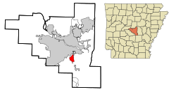 Location in Pulaski County and the state of Arkansas