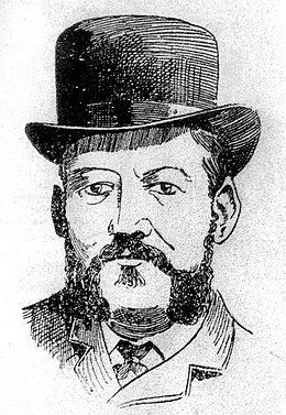 Dessin de face du visage d'un homme portant une barbe et une épaisse moustache.