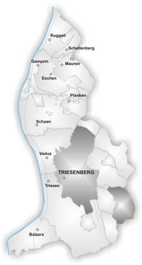 Ligging tussen de andere gemeenten van Liechtenstein