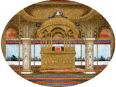 Painting of the later Peacock Throne in the Diwan-i-Khas of the Red Fort, around 1850