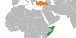 Map indicating locations of Turkey and Somalia