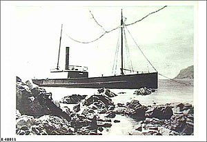 The trawler Ellen wrecked on Morgan Beach