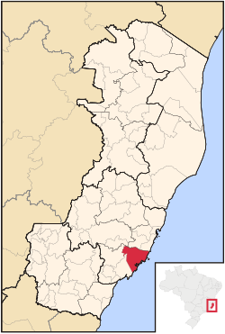 Location of Guarapari in the State of Espírito Santo