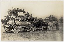 Chinese leaving for the diggings. Cobb & Co. coach, Castlemaine..jpeg