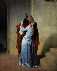 El beso (Pinacoteca de Brera, Milán, 1859).