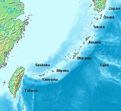 Kaart van die Ryukyu-eilande