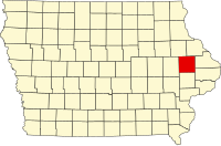 Map of Ajova highlighting Jones County