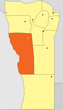 Location of Juan Martín de Pueyrredón Department in San Luis Province