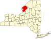 Map of New York highlighting Jefferson County