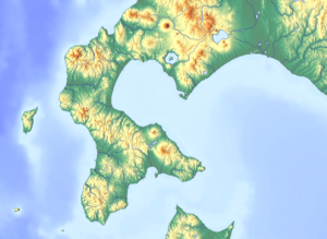 有珠山の位置（北海道南部内）