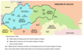 Image 35A map of the northern part of the Habsburg Kingdom of Hungary in 1850, showing the two military districts which had administrative centres in the territory of present-day Slovakia (from History of Slovakia)