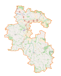 Mapa konturowa powiatu lubelskiego, u góry nieco na lewo znajduje się punkt z opisem „Garbów”