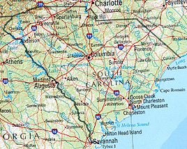 Geographische Karte South Carolinas