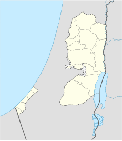 Mapa konturowa Palestyny, po lewej nieco na dole znajduje się punkt z opisem „Bajt Lahija”