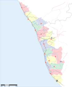 Map indicating the location of Kannur