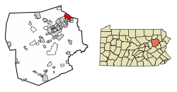 Location of Duryea in Luzerne County, Pennsylvania.