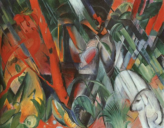 《雨中》（德文：Im Regen） 法蘭茲·馬克（Franz Marc），1912 年