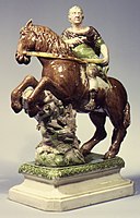 William III as a Roman emperor, Ralph Wood II, 1770s. Lead-glazed earthenware, 14 inches