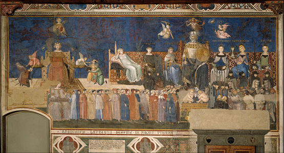 Allegorie der guten Regierung, Fresko, 1337–1340, Sala dei Nove, Palazzo Pubblico, Siena