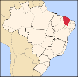 Karta över Brasilien med Ceará markerat.