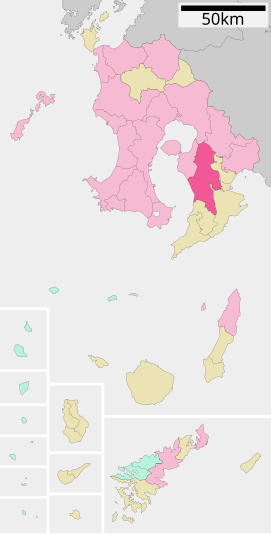 Lokasi Kanoya di Prefektur Kagoshima