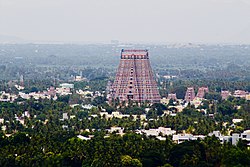 Aerial view of the Ranganathaswamy Temple, Srirangam in Srirangam