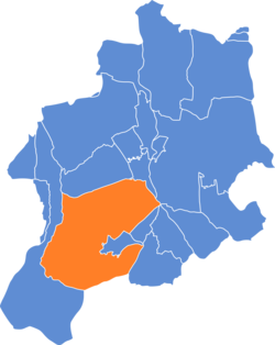 Location of Kamienica within Bielsko-Biała