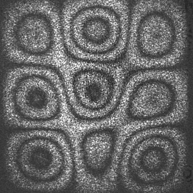 Figure 21. ESPI fringes showing a vibration mode of a clamped square plate