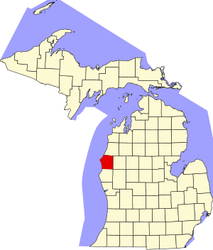 Map of Michigan highlighting Mason County