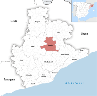 Die Lage der Comarca Moianès in der Provinz Barcelona