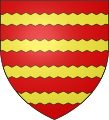 Gules, four bars indented Or