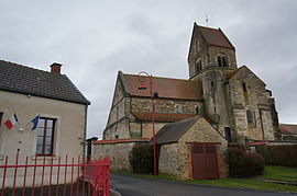 The town hall and church in Aougny