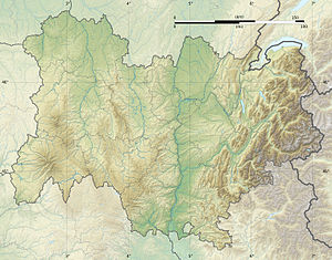 レマン湖の位置（オーヴェルニュ＝ローヌ＝アルプ地域圏内）