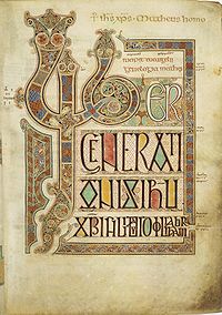 Folio 27r from the Lindisfarne Gospels, Incipit to the Gospel of Matthew