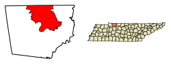 Location of Clarksville in Montgomery County, Tennessee.