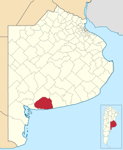 location of Coronel Dorrego Partido in Buenos Aires Province