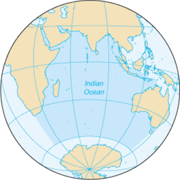 Extent of the Indian Ocean according to the International Hydrographic Organization