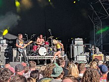 Amyl and the Sniffers performing at The Piece Hall in Halifax (UK), 27 June 2019