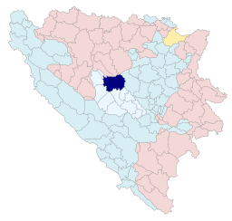 Kommunens läge i Bosnien och Hercegovina