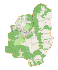 Mapa konturowa gminy Olkusz, u góry po prawej znajduje się punkt z opisem „Braciejówka”