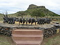 Image 18The monument to the Battle of Isandlwana depicts a beaded Zulu necklace similar to the one used for the original Wood Badge beads (from Wood Badge)