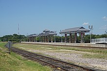 Photograph of a commuter rail stop.