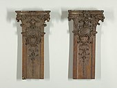 Două fragmente de pilaștri francezi, făcuți din stejar, în Cooper Hewitt, Smithsonian Design Museum (New York City)