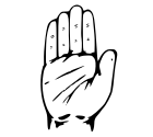 Die rechte Hand – Wahlsymbol des Congress (I) bzw. der Kongresspartei seit 1978 bis heute