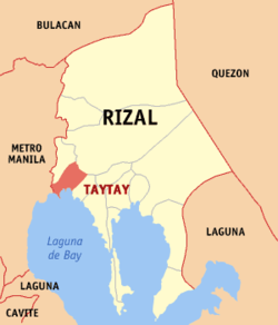 Map of Rizal with Taytay highlighted