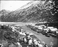 Photograph of tent city of Bennett along One Mile River and Lake Bennett by Eric A. Hegg ca. 1898