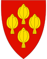 5053 Inderøy I rødt fire opprette gull flyndrer, 1-2-1 [94] og symboliserer fjordkultur og dessuten de fire opprinnelige kommunene Mosvik, Inderøy, Sandvollan og Røra