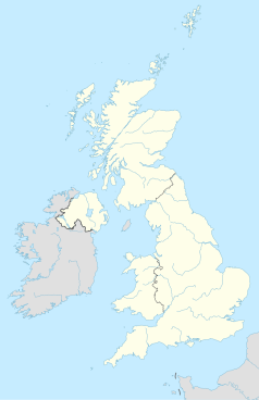 Mapa konturowa Wielkiej Brytanii, blisko centrum na lewo znajduje się punkt z opisem „Belfast”